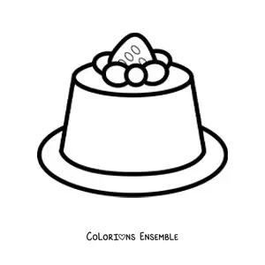 Image à colorier d'une gelée décorée d'une fraise
