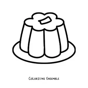 Image à colorier d'une gelée toute simple dans une assiette