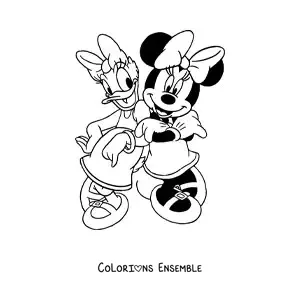 Image à colorier de Minnie Mouse et Daisy
