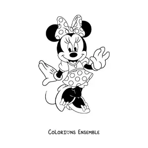 Image à colorier de Minnie coquette dans une robe à pois