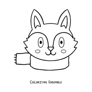 Image à colorier d’un loup rigolo avec une écharpe
