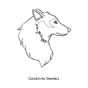 Image à colorier d’une tête de loup de profil