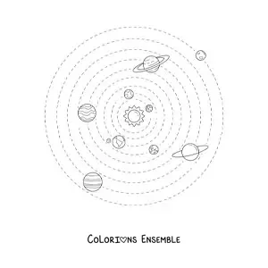 Image à colorier du Système solaire avec les 9 planètes