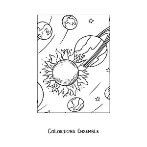 Image à colorier de planètes en orbite autour du Soleil