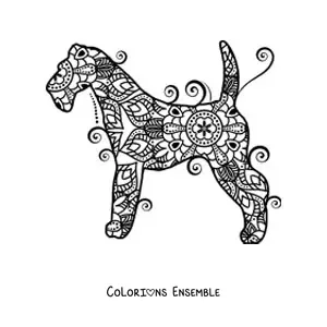 Image à colorier d'un mandala de chien