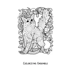 Image à colorier d'un mandala de chat