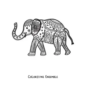Mandala d’un éléphant en train de marcher à colorier