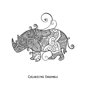 Mandala de rhinocéros à colorier