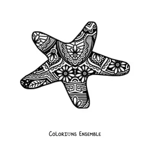 Image à colorier d'un mandala d'étoile de mer dans le style Zentangle