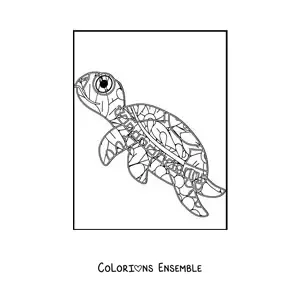 Mandala de tortue à colorier