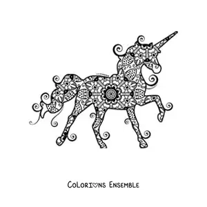 Mandala de licorne à colorier