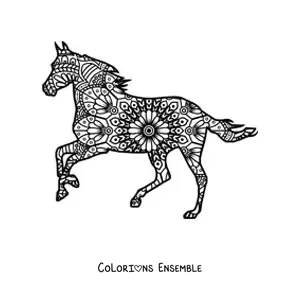 Mandala de cheval à colorier