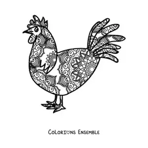 Mandala de coq à colorier