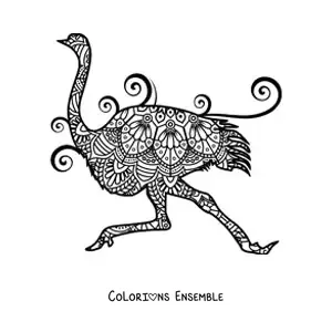Mandala d’autruche à colorier