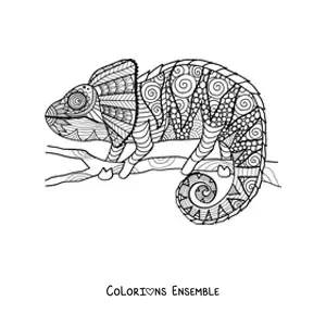 Mandala de caméléon à colorier
