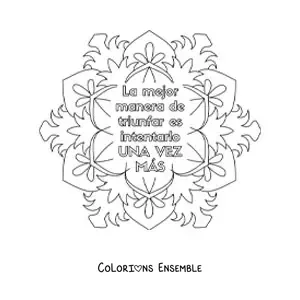 Mandala à colorier avec la phrase « La meilleure façon de réussir est d’essayer une fois de plus »