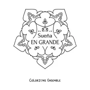 Mandala à colorier avec la phrase « Rêve en grand »
