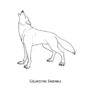 Image à colorier d’un loup sauvage qui hurle
