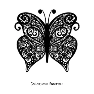 Image à colorier d'un papillon avec un mandala dans le style Zentangle