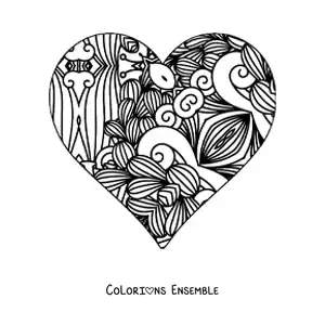 Image à colorier d'un cœur avec un mandala dans le style Zentangle