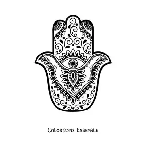 Image à colorier d'une main avec un mandala dans le style Zentangle