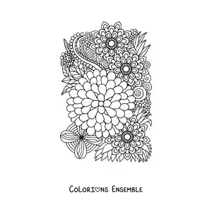 Image à colorier de fleurs dans le style Zentangle