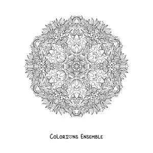 Mandala de tulipes kawaii à colorier