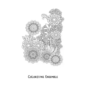Fleurs en mandala à colorier