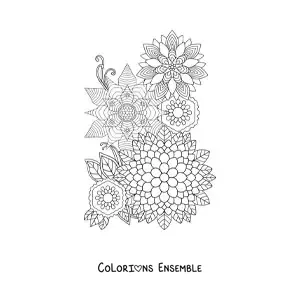 Fleurs en mandala à colorier