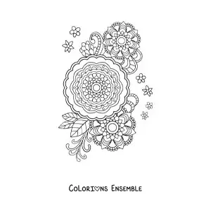 Fleurs en mandala à colorier