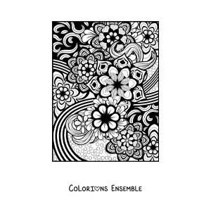 Image à colorier d'un mandala floral dans le style Zentangle