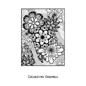 Image à colorier d'un mandala floral dans le style Zentangle