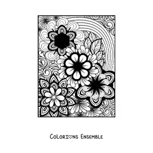 Image à colorier d'un mandala floral dans le style Zentangle