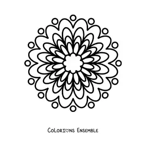 Image à colorier d’un mandala fleuri tout simple pour les enfants