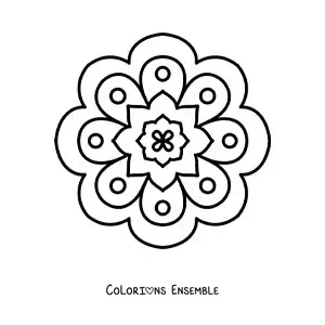 Image à colorier d’un mandala fleuri tout simple pour les enfants
