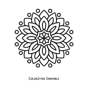 Image à colorier d’un mandala fleuri tout simple pour les enfants