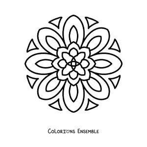Image à colorier d’un mandala fleuri tout simple pour les enfants