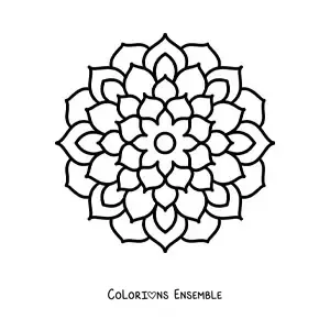 Image à colorier d’un mandala fleuri tout simple pour les enfants