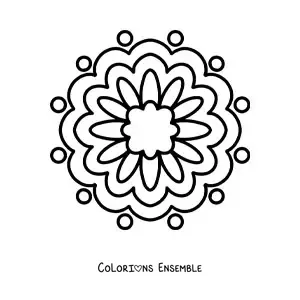 Image à colorier d’un mandala fleuri tout simple pour les enfants