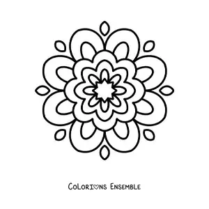 Image à colorier d’un mandala fleuri tout simple pour les enfants