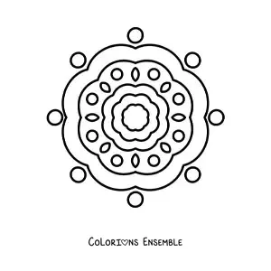 Image à colorier d’un mandala fleuri tout simple pour les enfants
