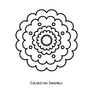 Image à colorier d’un mandala fleuri tout simple pour les enfants
