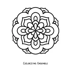 Image à colorier d’un mandala fleuri tout simple pour les enfants