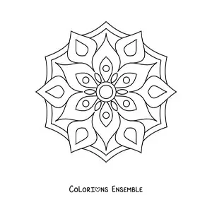 Image à colorier d’un mandala fleuri tout simple
