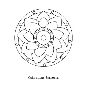 Image à colorier d’un mandala fleuri tout simple