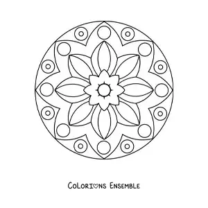 Image à colorier d’un mandala fleuri tout simple