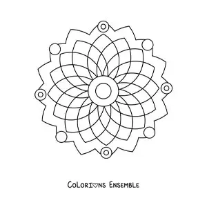 Image à colorier d’un mandala facile