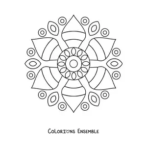 Image à colorier d’un mandala facile