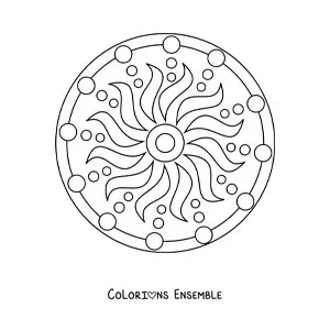 Image à colorier d’un mandala facile