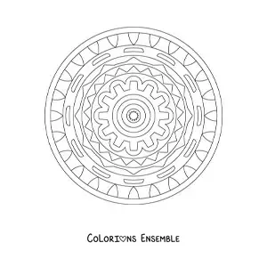 Image à colorier d’un mandala composé de figures géométriques